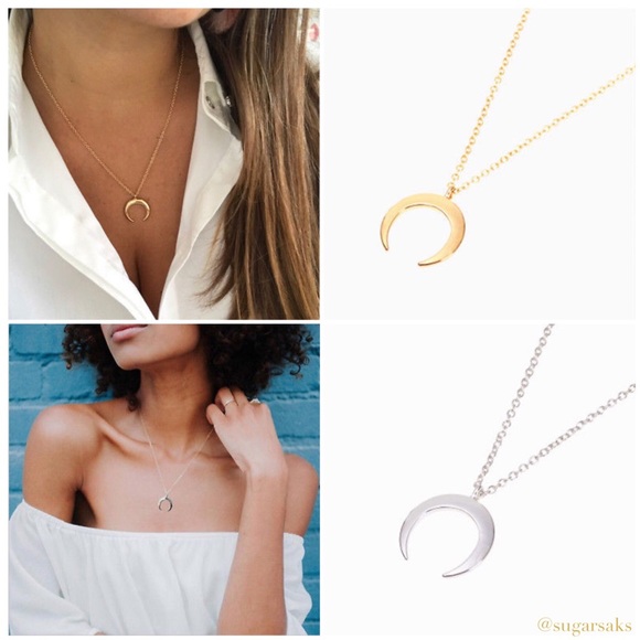Dainty Horn Moon Necklace (Gold or Silver) - Picture 2 of 6